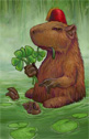 Ursula Vernon - 3 of Clubs - capybara